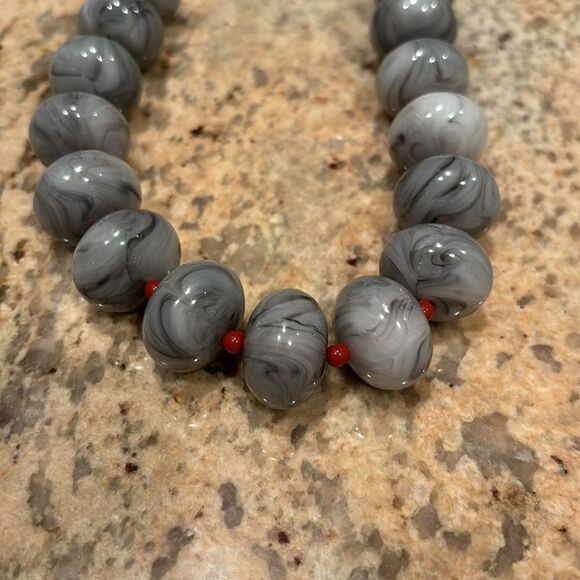 Vintage Monet Beaded Marble Faux Stone Chunky Choker - Picture 3 of 7